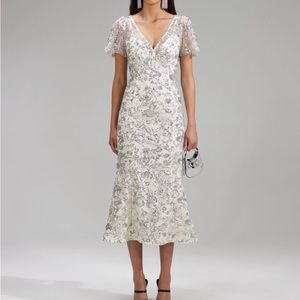 Self-Portrait Sequin Champagne midi dress